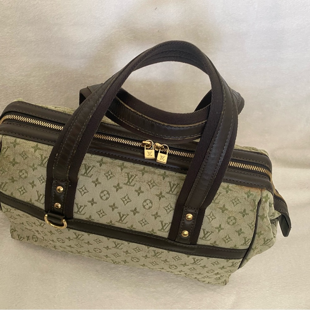 Louis Vuitton Vintage Josephine Olive Denim Boston Bag